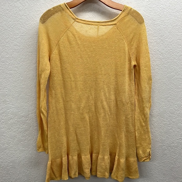 Free People Lightweight Sheer Linen Ruffle Bottom Sweater XS - Picture 4 of 6